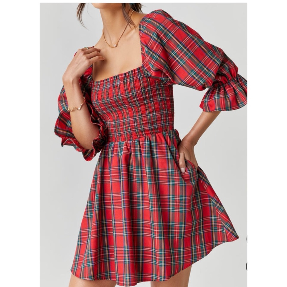 Abigail Plaid Smocked Nap Mini Dress